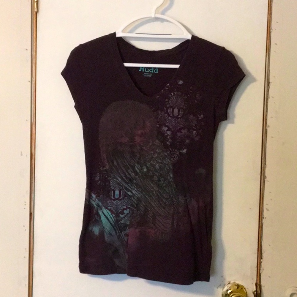 Mudd Dark Purple Teal Owl Tee